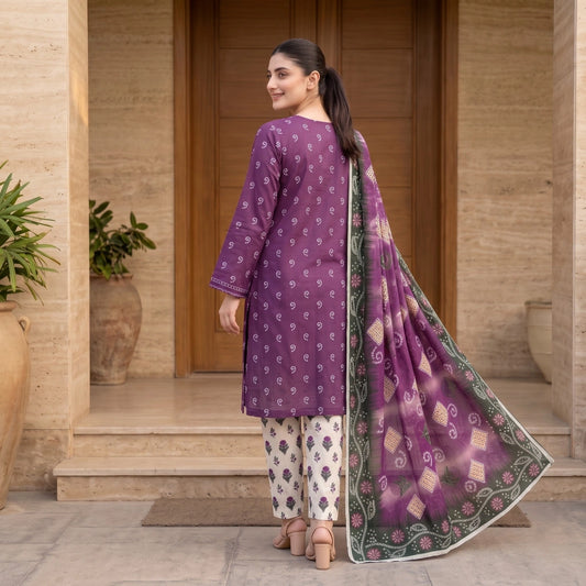 Wisteria Bandhani 3-Piece Lawn Suit