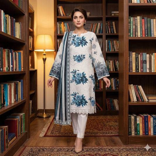 Teal chikankari lawn suit — an Eid dress idea for 2026