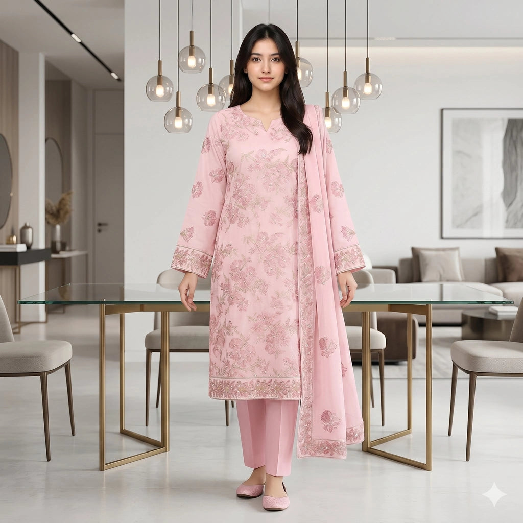 Blush Pink Tilla Party Suit — 3 Piece