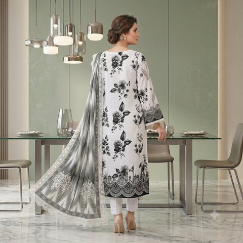 Noir Black Chikankari Lawn — 3 Piece Unstitched