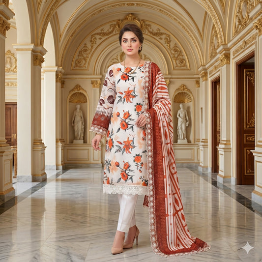Amber Rose Chikankari Lawn — 3 Piece Unstitched