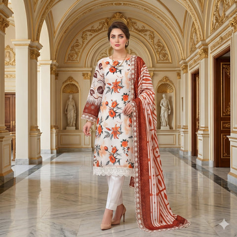 Amber Rose Chikankari Lawn — 3 Piece Unstitched