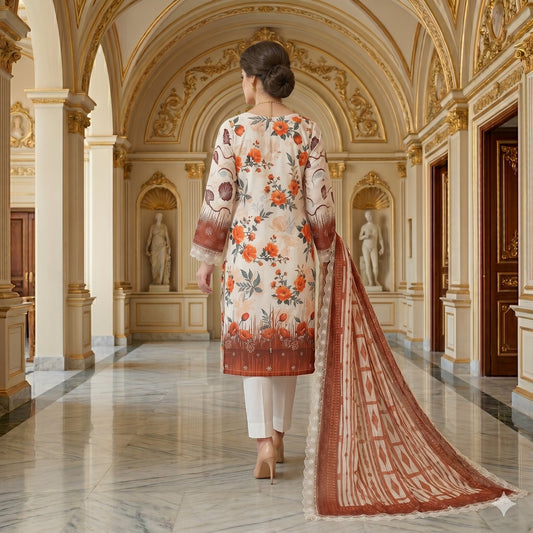 Amber Rose Chikankari Lawn — 3 Piece Unstitched