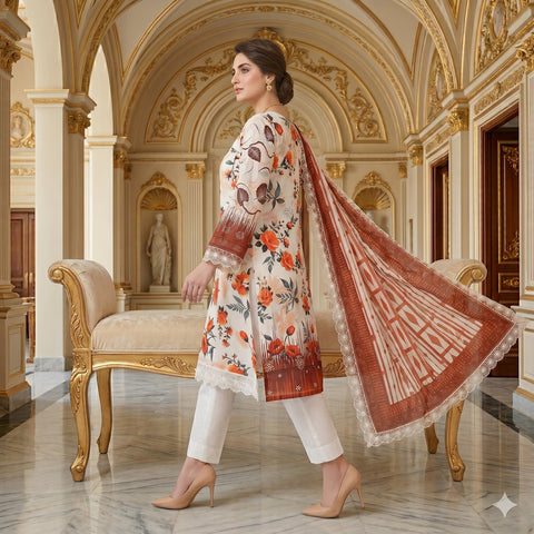 Amber Rose Chikankari Lawn — 3 Piece Unstitched