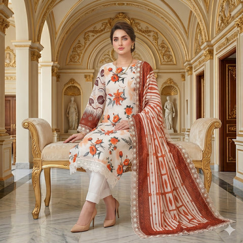Amber Rose Chikankari Lawn — 3 Piece Unstitched