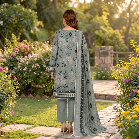 Silver Grey Chikankari Lawn — 3 Piece Unstitched