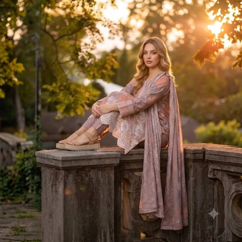Mauve Chikankari Lawn — 3 Piece Unstitched
