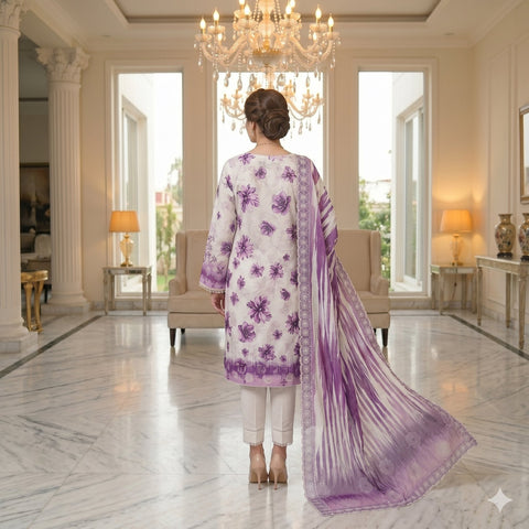 Purple Chikankari Lawn — 3 Piece Unstitched