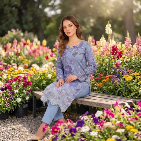 Periwinkle Chikankari Lawn — 3 Piece Unstitched – product image 3