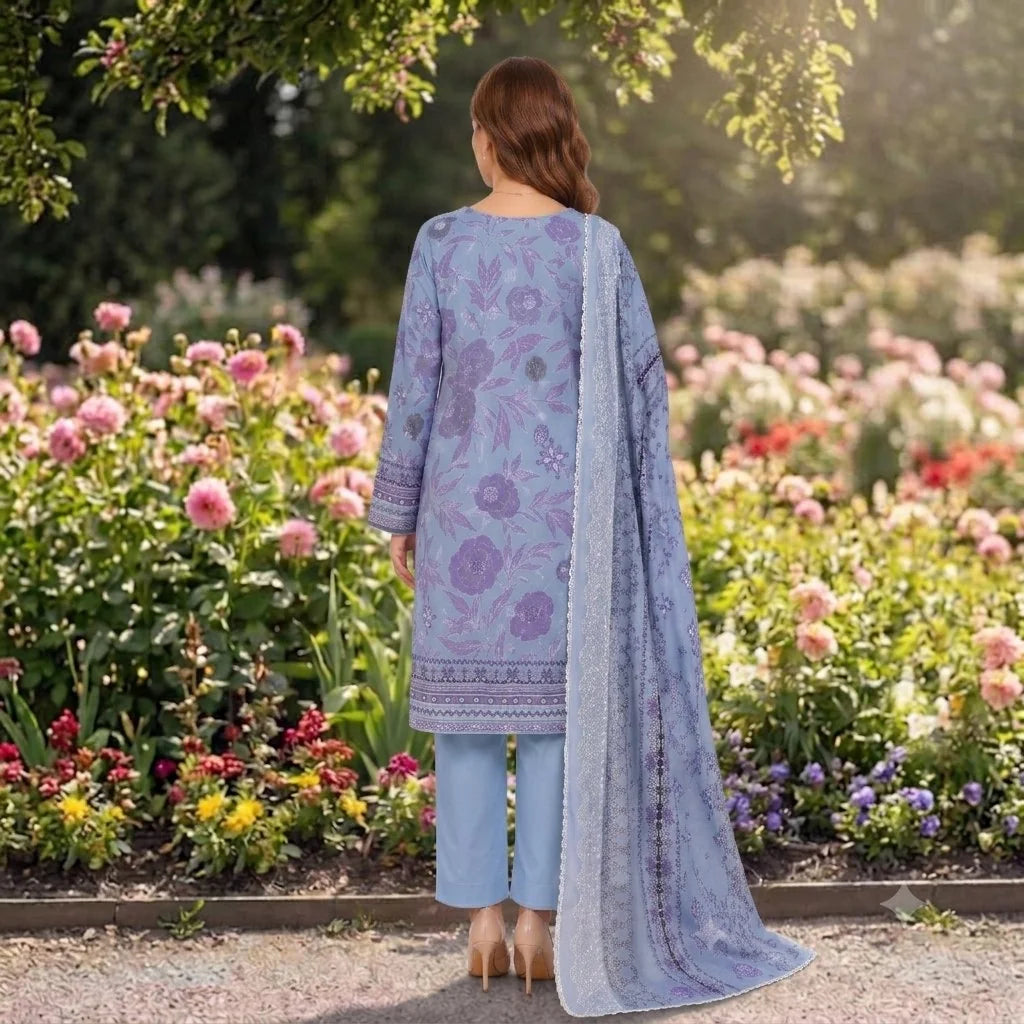Periwinkle Chikankari Lawn — 3 Piece Unstitched – product image 4