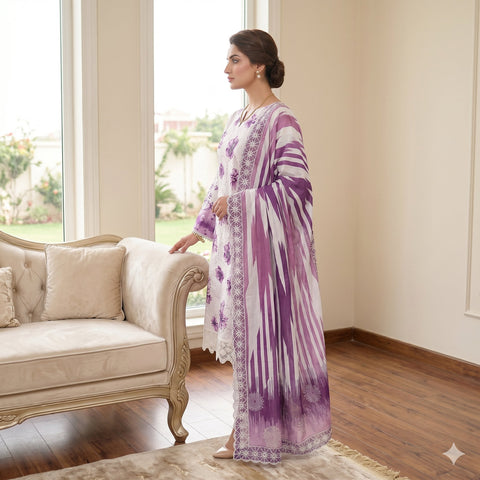 Purple Chikankari Lawn — 3 Piece Unstitched