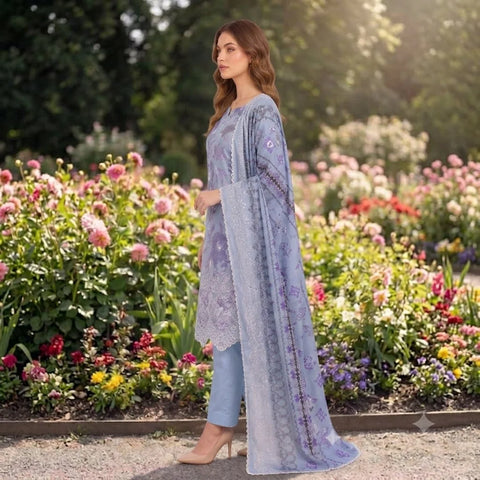 Periwinkle Chikankari Lawn — 3 Piece Unstitched – product image 2