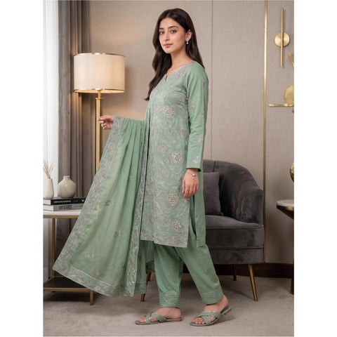 Mint Green Tilla Party Suit — 3 Piece