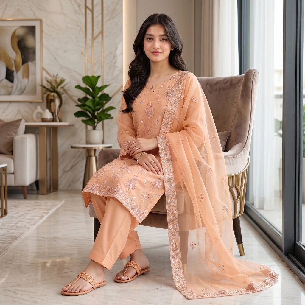 Peach Orange Tilla Party Suit — 3 Piece – product image 2