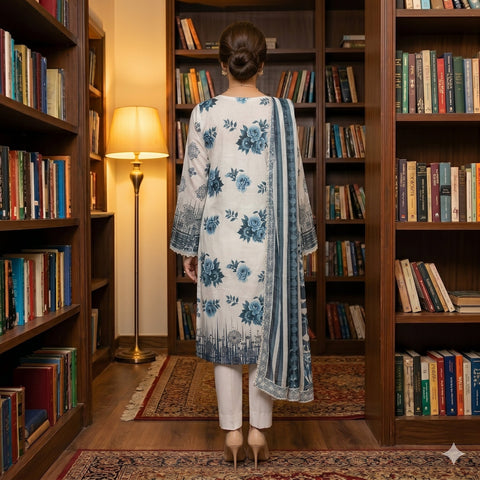 Teal Chikankari Lawn — 3 Piece Unstitched