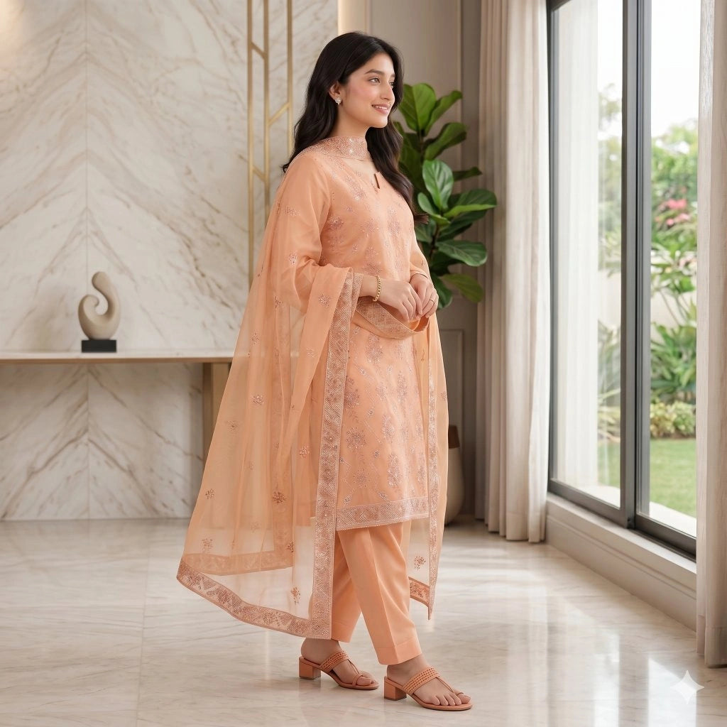 Peach Orange Tilla Party Suit — 3 Piece – product image 4