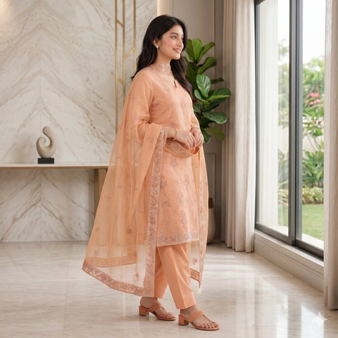Peach Orange Tilla Party Suit — 3 Piece – product image 4