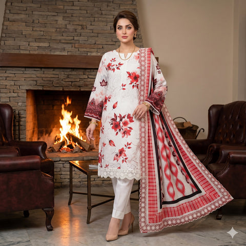 Crimson Chikankari Lawn — 3 Piece Unstitched