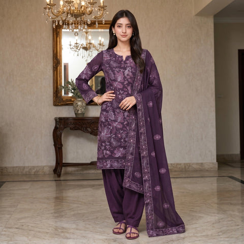 Deep Purple Tilla Party Suit — 3 Piece