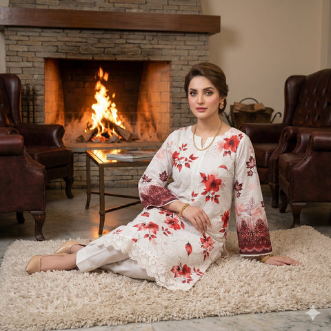 Crimson Chikankari Lawn — 3 Piece Unstitched