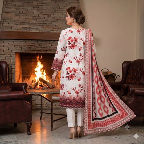 Crimson Chikankari Lawn — 3 Piece Unstitched