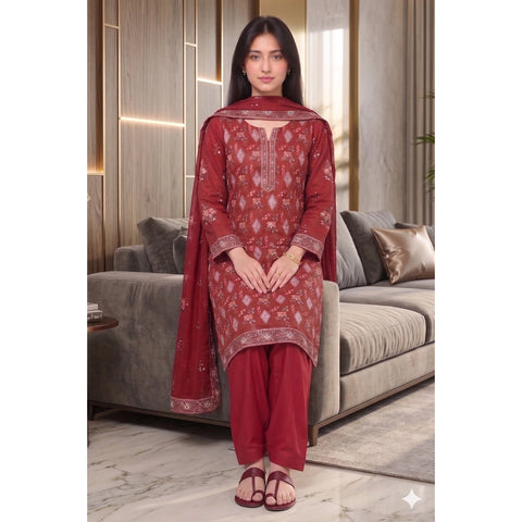 Deep Red Tilla Party Suit — 3 Piece – product image 3