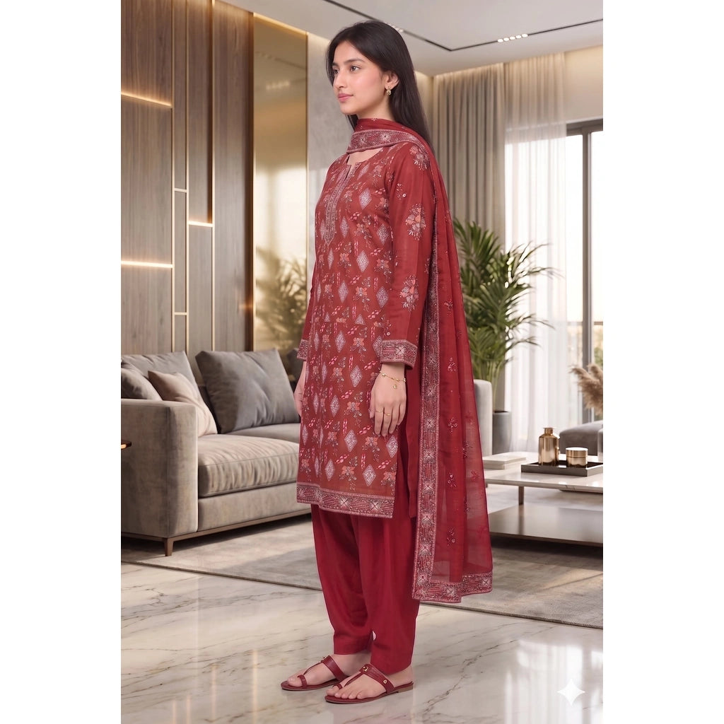 Deep Red Tilla Party Suit — 3 Piece – product image 4