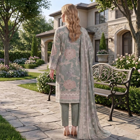 Sage Whisper Chikankari Lawn — 3 Piece Unstitched