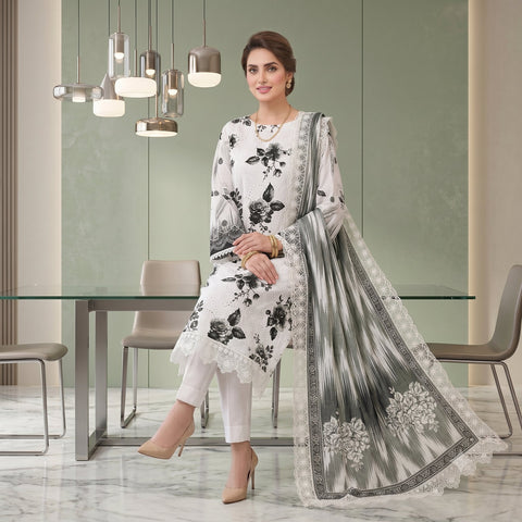Noir Black Chikankari Lawn — 3 Piece Unstitched