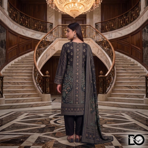 Noir Garden 3-Piece Unstitched Digital Printed Lawn Suit | Black Mughal Botanical Floral Print