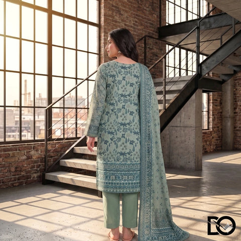 Sage Breeze 3-Piece Unstitched Digital Printed Lawn Suit | Teal & Navy Floral Print