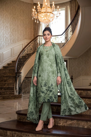 Sage Green Botanical Digital Printed Lawn Suit | 3-Piece Unstitched Premium Lawn