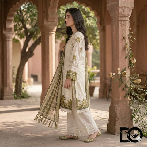 Sage Garden 3-Piece Lawn Suit | Hand Embroidery | Chikankari | Laser Work | Unstitched
