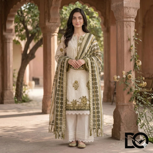 Sage Garden 3-Piece Lawn Suit | Hand Embroidery | Chikankari | Laser Work | Unstitched