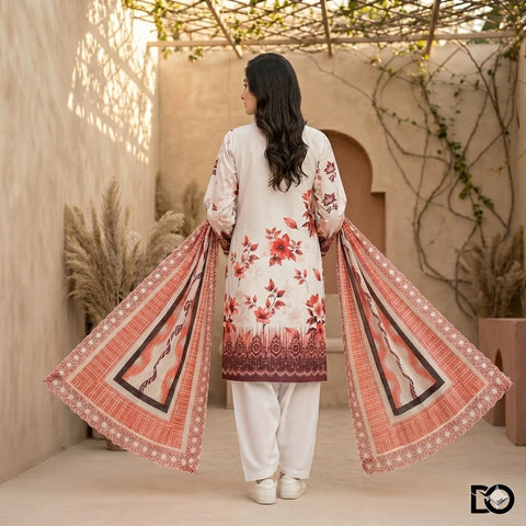 Crimson Bloom 3-Piece Lawn Suit | Hand Embroidery | Chikankari | Laser Work | Unstitched