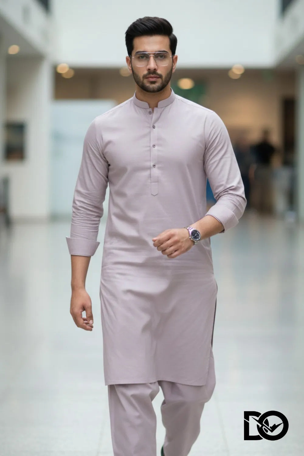 Men's Light Grey Shalwar Kameez