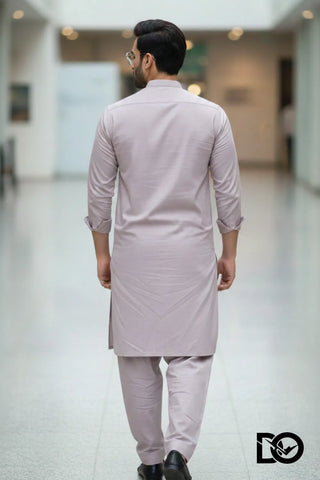 Men's Light Grey Shalwar Kameez