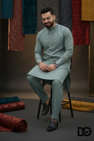 Men's Sea Green Shalwar Kameez