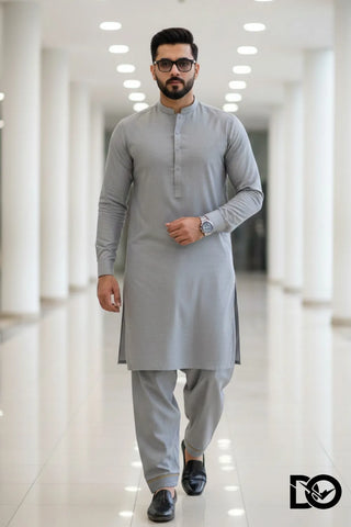 Men's Ash Grey Shalwar Kameez