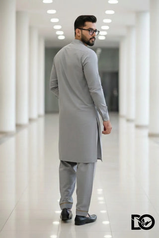 Men's Ash Grey Shalwar Kameez