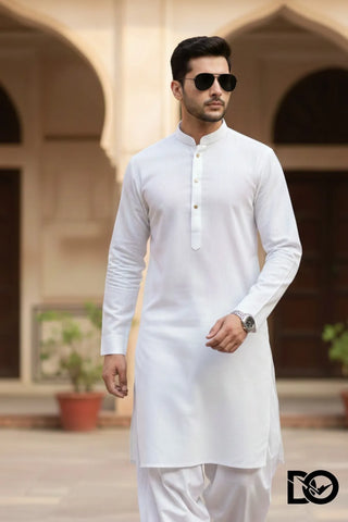 Men's Classic White Shalwar Kameez