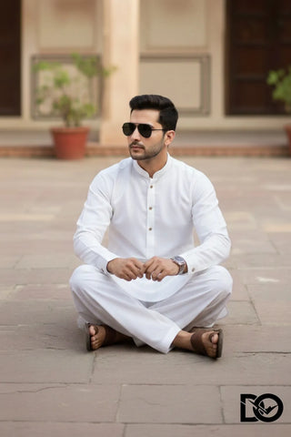 Men's Classic White Shalwar Kameez