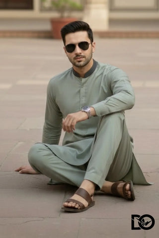 Men's Sage Green Shalwar Kameez