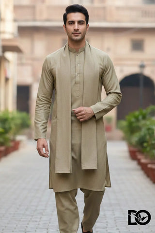 Men's Taupe Beige Shalwar Kameez