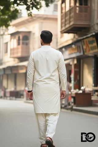 Men's Classic Off-White Shalwar Kameez