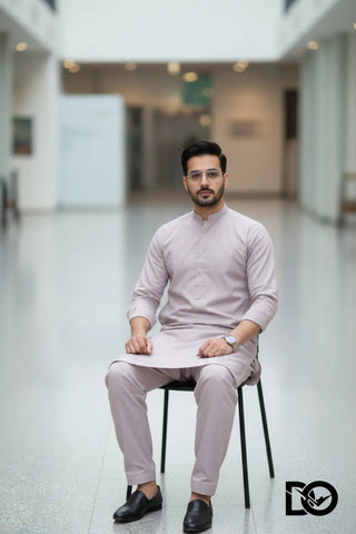 Men's Light Grey Shalwar Kameez