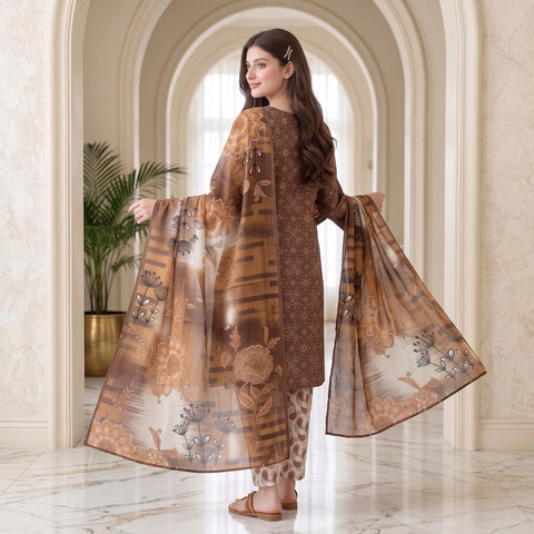 Cocoa Bandhani 3-Piece Lawn Suit
