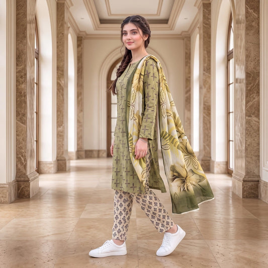 Sage Cross 3-Piece Lawn Suit