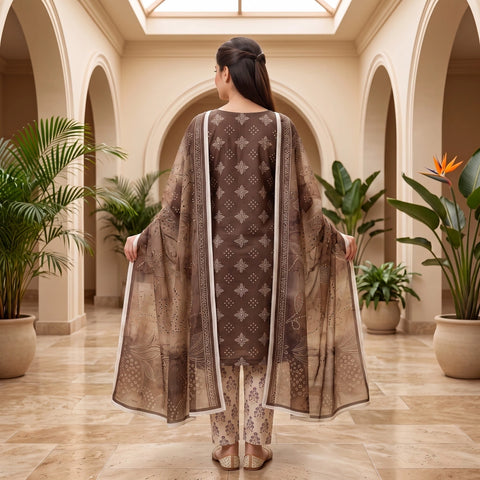Toffee Bandhani 3-Piece Lawn Suit