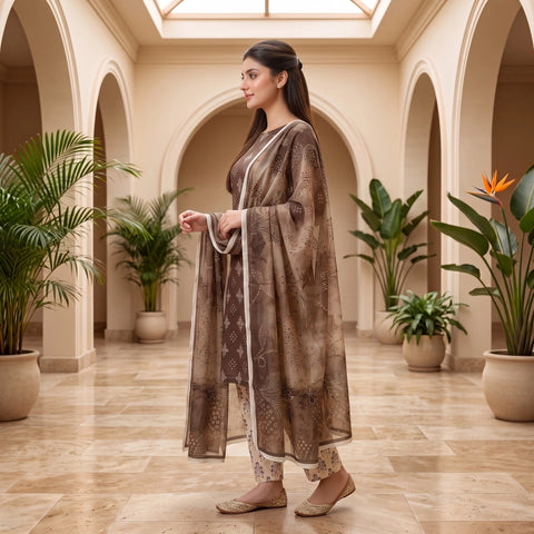 Toffee Bandhani 3-Piece Lawn Suit